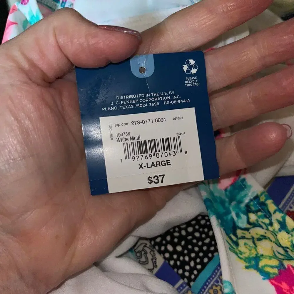 Arizona Jean Company floral‎ & pineapple tankini top XL NWT